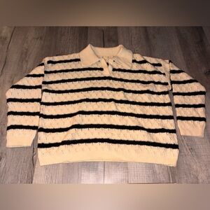 Cider Cream and Black striped Knit Sweater